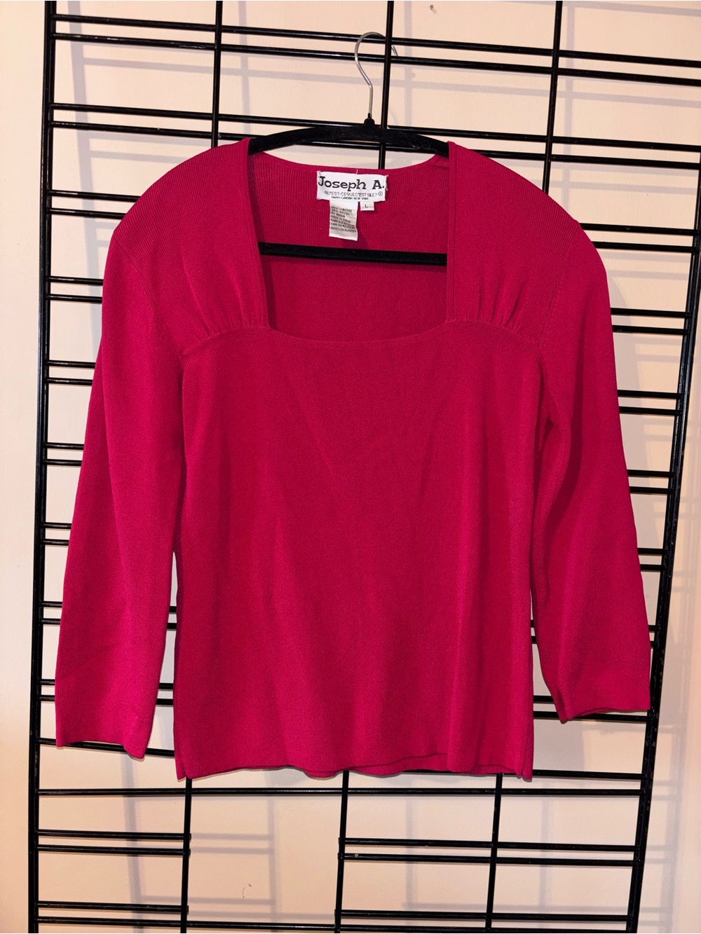 Joseph Bright Pink Square-Neck Long Sleeve Knit Top
